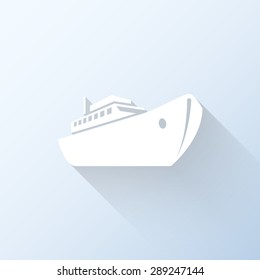 Flat ship icon with long shadow. Vector illustration