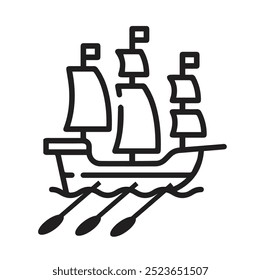 Icono de barco plano en un diseño minimalista, ideal para proyectos marítimos, de transporte y de viajes. Perfecto para su uso en App, Sitios web, presentaciones y materiales impresos. Disponible en EPS y JPG