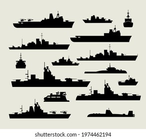 Flat ship icons and silhouettes illustrations eps 10