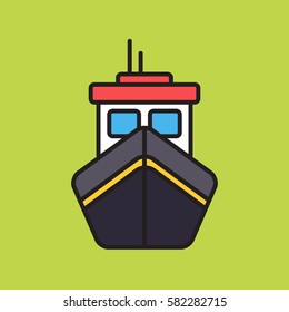 Flat ship outline vector
