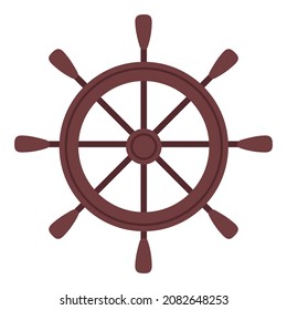 Flat ship's wheel on a white background. Vector illustration.