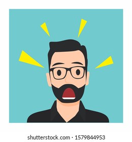 Flat Shocked Man Vector Illustration