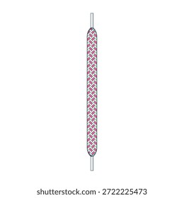 Flat shoelace featuring a vibrant pink and light teal chevron pattern, providing a colorful accessory for footwear, sportswear, and fashion design elements