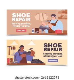 Conjunto de Anuncios Horizontales de zapatero plano