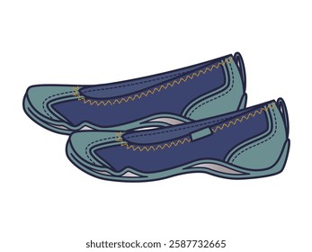 Flat shoes for girls vector template technical design by adobe illustrator.