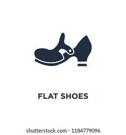 Flat Shoes icon. Black filled vector illustration. Flat Shoes symbol on white background. Can be used in web and mobile.