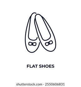 flat shoes outline icon. Linear vector from clothes concept. Thin line flat shoes icon isolated on white background