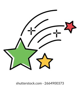 Icono de Vector de estrella de tiro plano con sendero e ilustración celestial