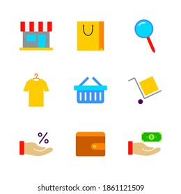 Flat Shop Set. Vector Illustration of Shopping Objects.