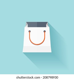 Flat shopping bag icon