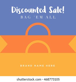 Flat shopping bag icon concept. 'Discounted Sale' concept. 'Bag them all'