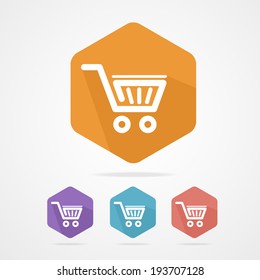 Flat shopping basket icon vector on white
