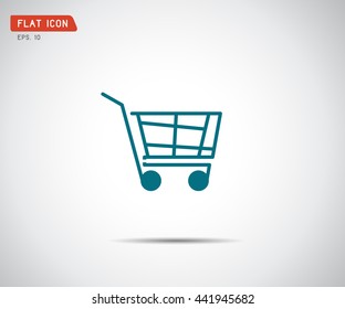 flat shopping cart icon, logo design vector illustration