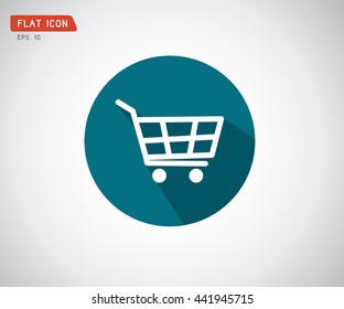 flat shopping cart icon, logo design vector illustration