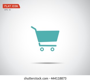 flat shopping cart icon, logo design vector illustration