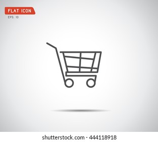 flat shopping cart icon, logo design vector illustration