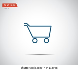 flat shopping cart icon, logo design vector illustration