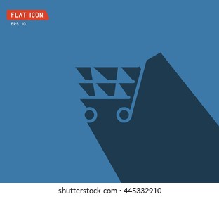 flat shopping cart icon, logo design vector illustration