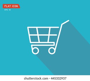 flat shopping cart icon, logo design vector illustration