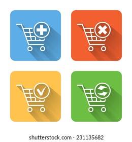 Flat shopping cart icons. Vector illustration