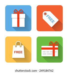 Flat shopping gift icons. Vector illustration