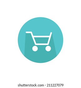 Flat shopping icon, basket on white background