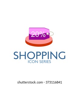Flat Shopping Icon. Vector Illustration. Discount Tag Icon