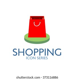 Flat Shopping Icon. Vector Illustration. Bag Icon