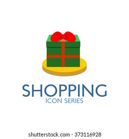 Flat Shopping Icon. Vector Illustration. Gift Box Icon