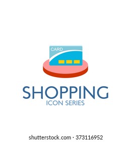 Flat Shopping Icon. Vector Illustration. Credit Card Icon