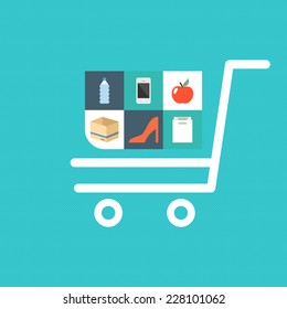 Flat shopping icons vector illustration