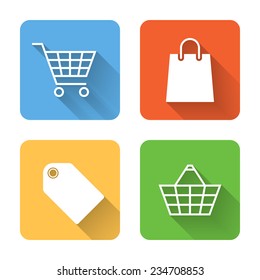 Flat Shopping Icons. Vector Illustration