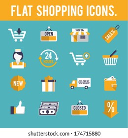 Flat shopping icons.#1