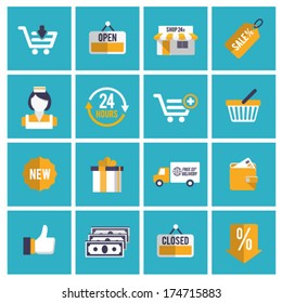 Flat shopping icons.#2