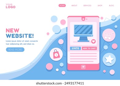 Flat shopping online landing page vector design in eps 10