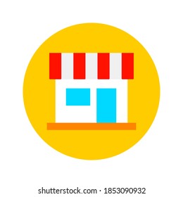 Flat Shopping Store Circle Icon. Vector Illustration of Shop.