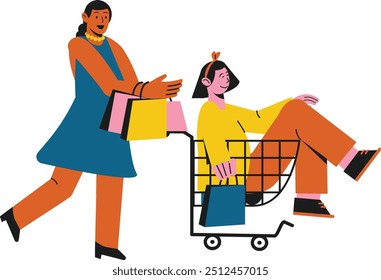 flat shopping stroller vector illustration