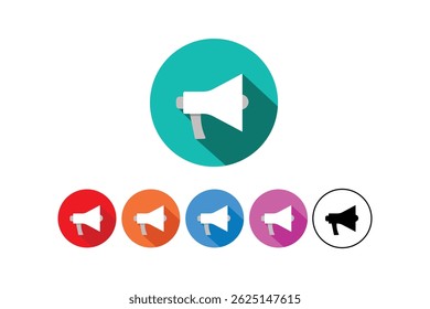 Ícones de megafone de gritos planos, ícone de megafone plano, ícone de anúncio público, ícone de campanha de marketing