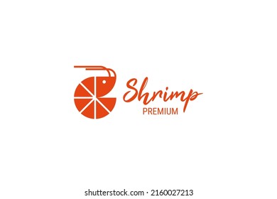 Flat shrimp logo design vector template illustration