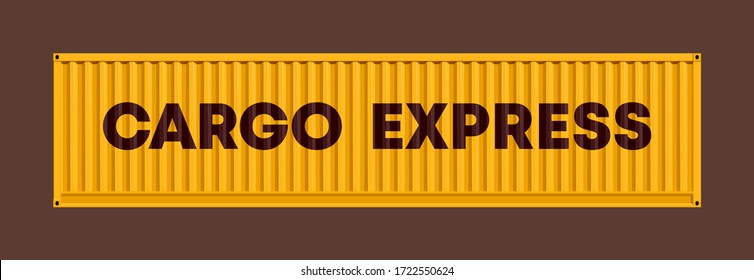 Flat side view cargo express 40 foot container delivery. Large metal 40 ft containers for transportation. Delivery of cargo shipping. Vector illustration