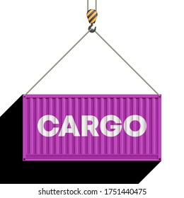 Entrega de contenedores de 20 pies con vista lateral plana. Grandes contenedores metálicos de 6 metros para transporte. Entrega de carga. Ilustración del vector