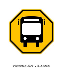 Flat sign bus hexagon for web design. Vector illustration.
