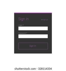 Flat sign in form for your web site. Grayscale with pink accent. Vector EPS 10