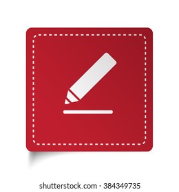 Flat Sign Here icon on red sticker