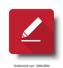 Flat Sign Here web icon on red button with drop shadow
