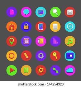Flat sign icons set. Vector