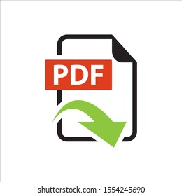 flat sign of pdf download icon button isolated on white background