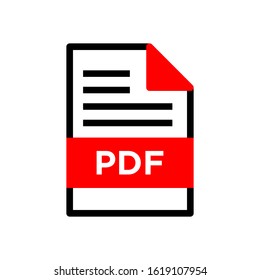 flat sign of pdf download icon button isolated on white background