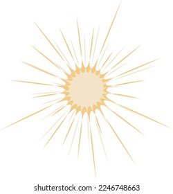 Flat sign-sun with divergent rays.  Vector.
