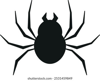 Flat silhouette of a black weaver spider or venomous spider